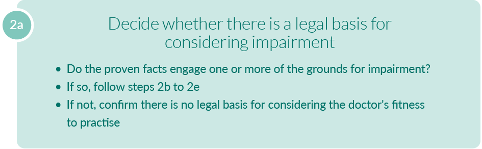 A text alternative is available for this image, follow the link "Text alternative: step 2a: decide whether there is a legal basis for considering impairment"