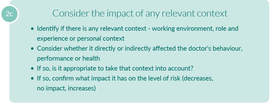 A text alternative is available for this image, follow the link "Text alternative: step 2c: consider the impact of any relevant context"