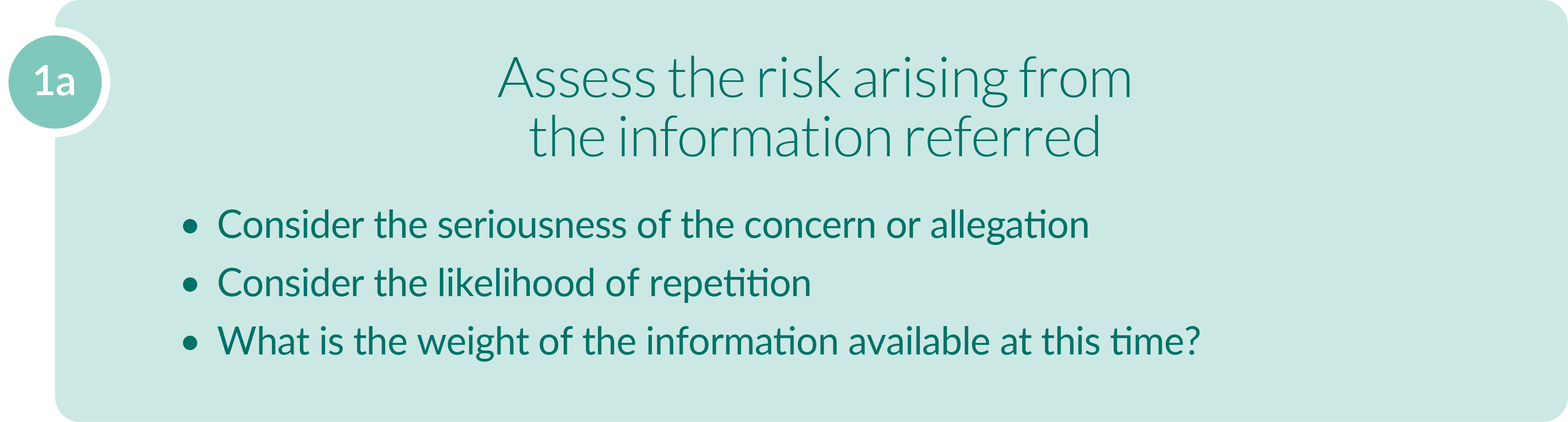 full text alternative for this image can be found using link 'Text alternative: step 1a assess the risk arising from the information referred'