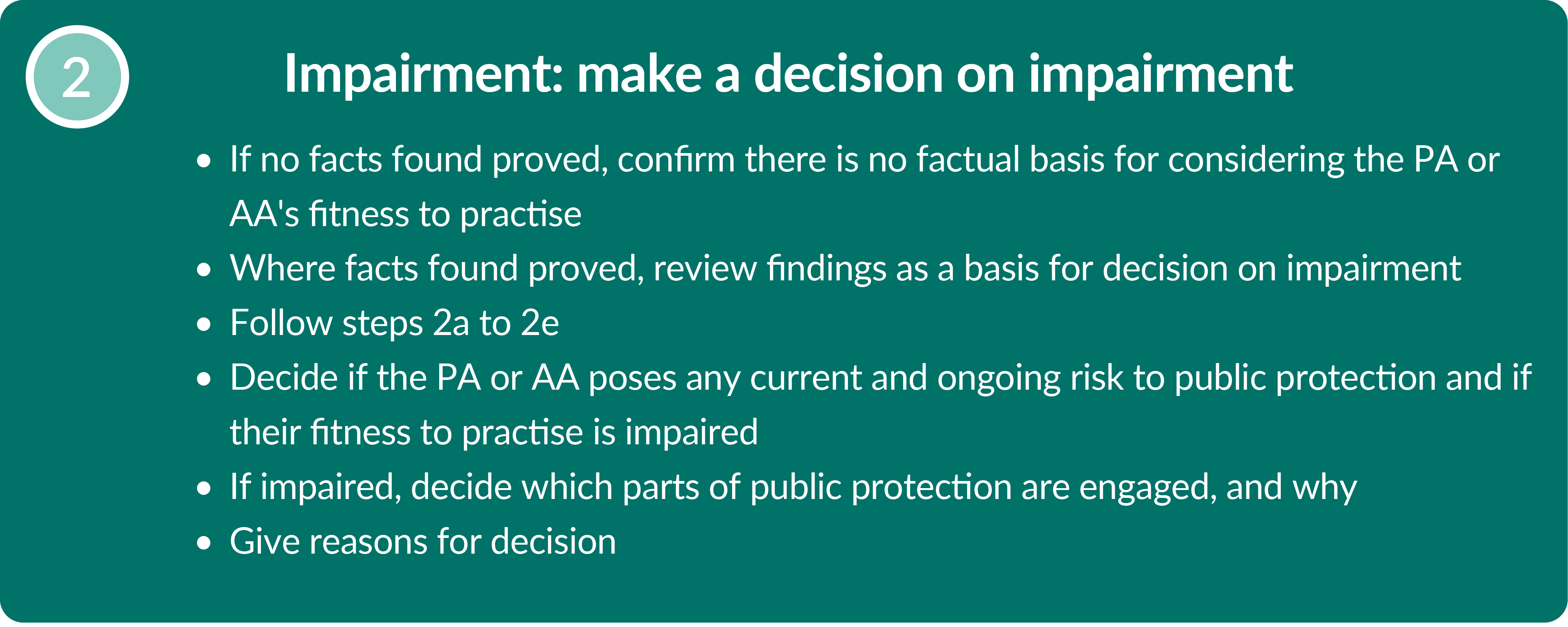 full text alternative for this image can be found using link 'Text alternative: step 2: make a decision on impairment'