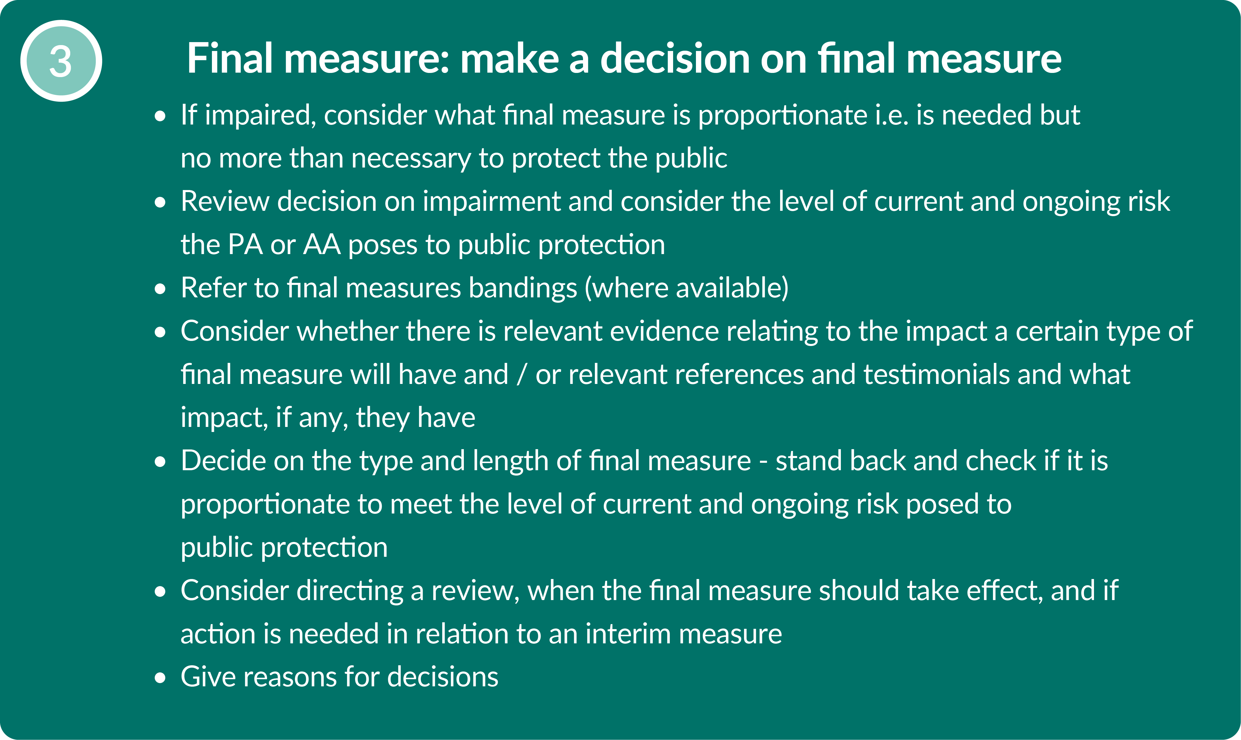 full text alternative for this image can be found using link 'Text alternative: step 3: make a decision on final measure'